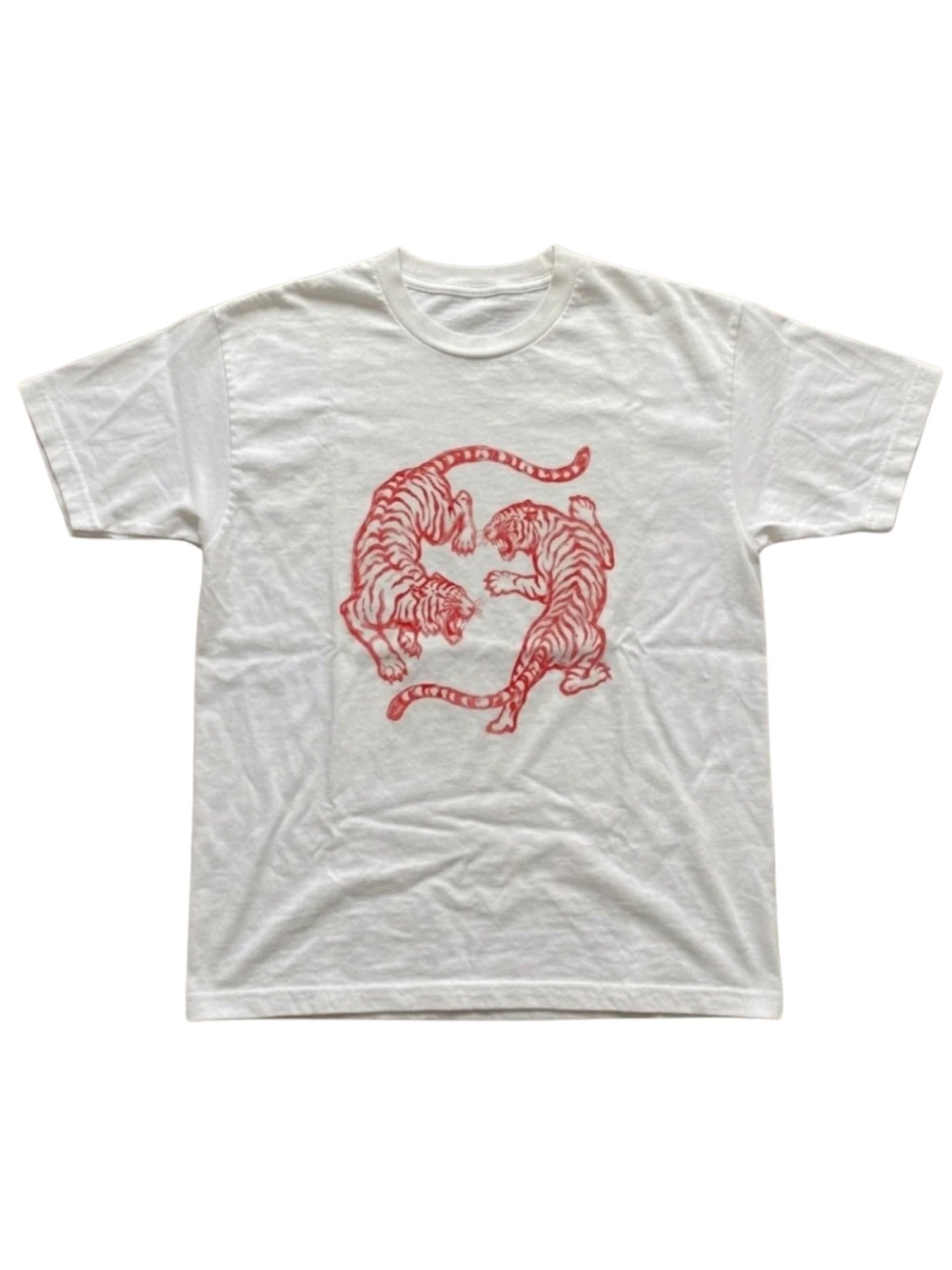 Gildan White T-Shirt with Red Tiger Graphic